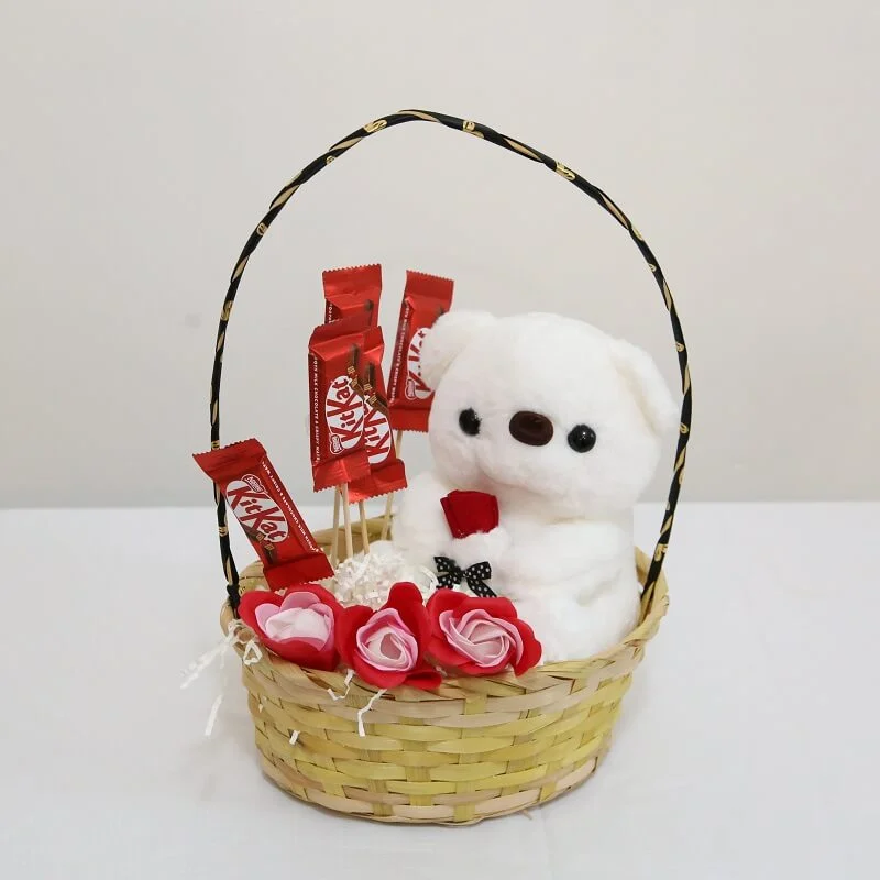 Red Teddy gift basket